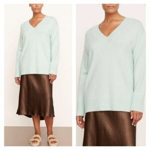 NEW Vince Fluorite Light Green V-Neck Wool Cashmere Blend Sweater 2X NWOT